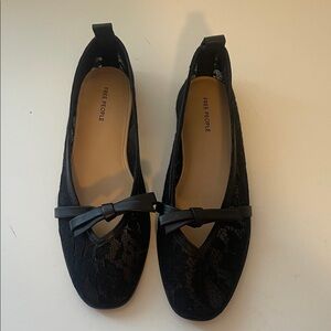 Free People Black Lace Ballet Flats